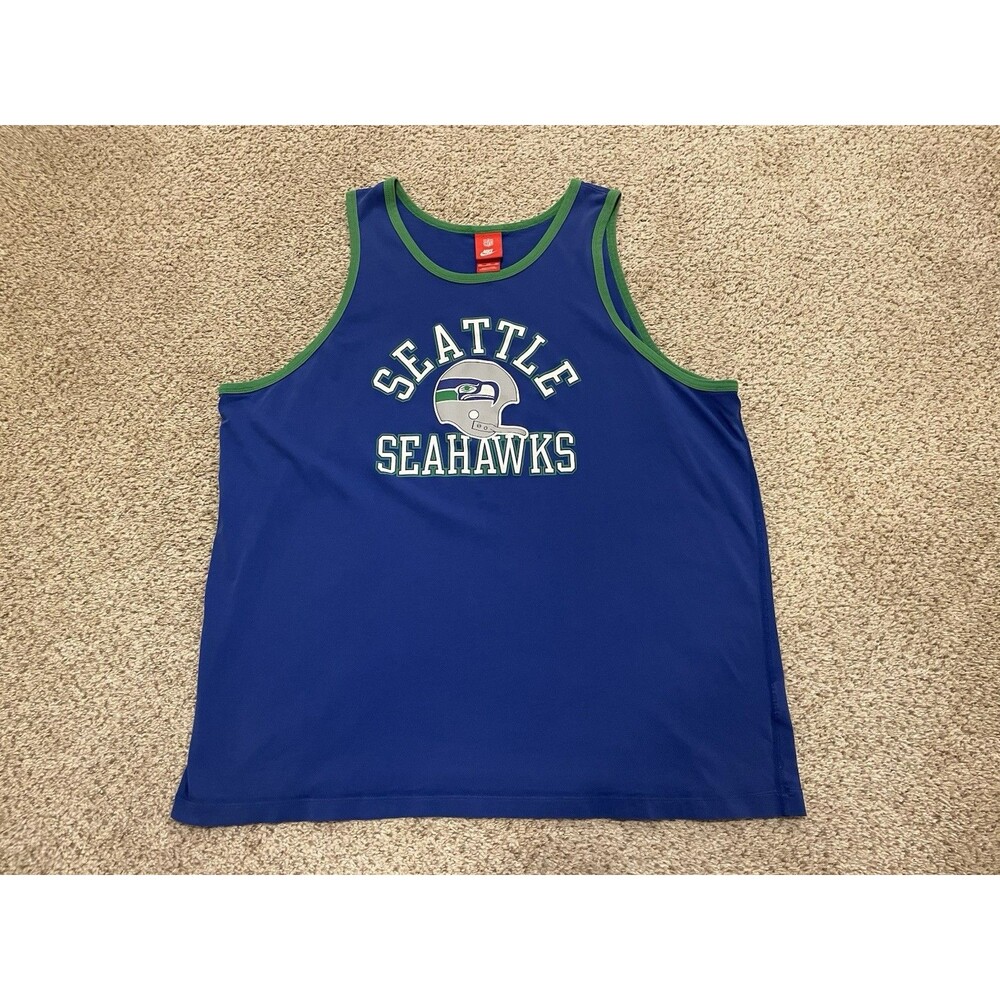 Seattle Seahawks Shirt Tank Top Nike NFL Blue Sleeveless Retro Men 3XL FOOTBALL